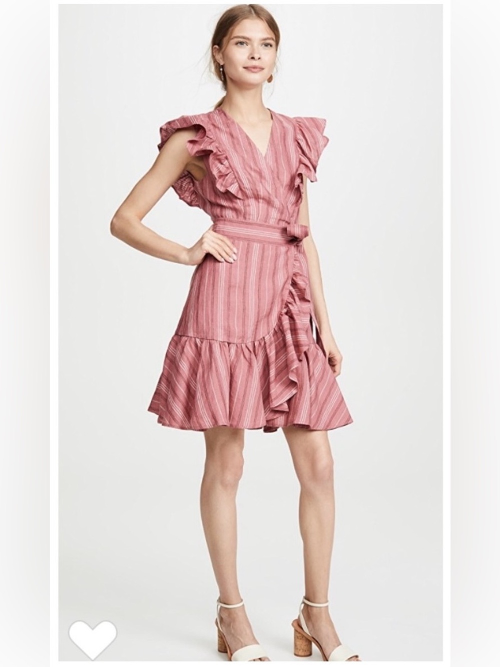 Rebecca Taylor Pink Stripe Ruffle Wrap Mini Dress